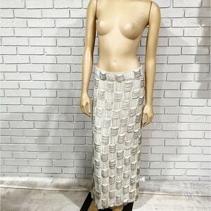 Asos Edition Drape Bead and Pearl Plaid Midi Skirt